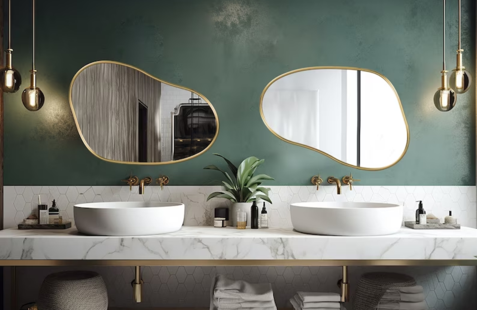 Bathroom with a Modern Decor Mirror